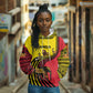 Uganda Hoodie - African Wildlife Elephant Lion and Crane in Tribal Pattern Design