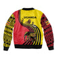Uganda Sleeve Zip Bomber Jacket - African Wildlife Elephant Lion and Crane in Tribal Pattern Design