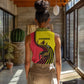 Uganda Women Sleeveless Polo Shirt - African Wildlife Elephant Lion and Crane in Tribal Pattern Design