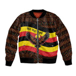 Uganda Bomber Jacket - Crested Crane and Rise and Shine Tribal Pattern Design