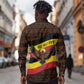 Uganda Long Sleeve Button Shirt - Crested Crane and Rise and Shine Tribal Pattern Design