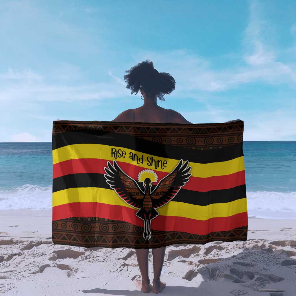 Uganda Sarong - Crested Crane and Rise and Shine Tribal Pattern Design