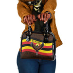 Uganda Shoulder Handbag - Crested Crane and Rise and Shine Tribal Pattern Design