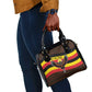 Uganda Shoulder Handbag - Crested Crane and Rise and Shine Tribal Pattern Design
