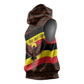 Uganda Sleeveless Hoodie - Crested Crane and Rise and Shine Tribal Pattern Design - African Pride