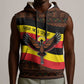 Uganda Sleeveless Hoodie - Crested Crane and Rise and Shine Tribal Pattern Design - African Pride