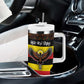 Uganda Tumbler With Handle - Crested Crane and Rise and Shine Tribal Pattern Design