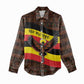 Uganda Women Casual Shirt - Crested Crane and Rise and Shine Tribal Pattern Design