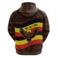 Uganda Zip Hoodie - Crested Crane and Rise and Shine Tribal Pattern Design