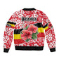 Uganda Bomber Jacket - Red Hibiscus Flowers and National Flag Design