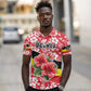 Uganda Polo Shirt - Red Hibiscus Flowers and National Flag Design
