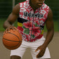 Uganda Sleeveless Zip Hoodie - Red Hibiscus Flowers and National Flag Design - African Pride