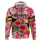 Uganda Zip Hoodie - Red Hibiscus Flowers and National Flag Design