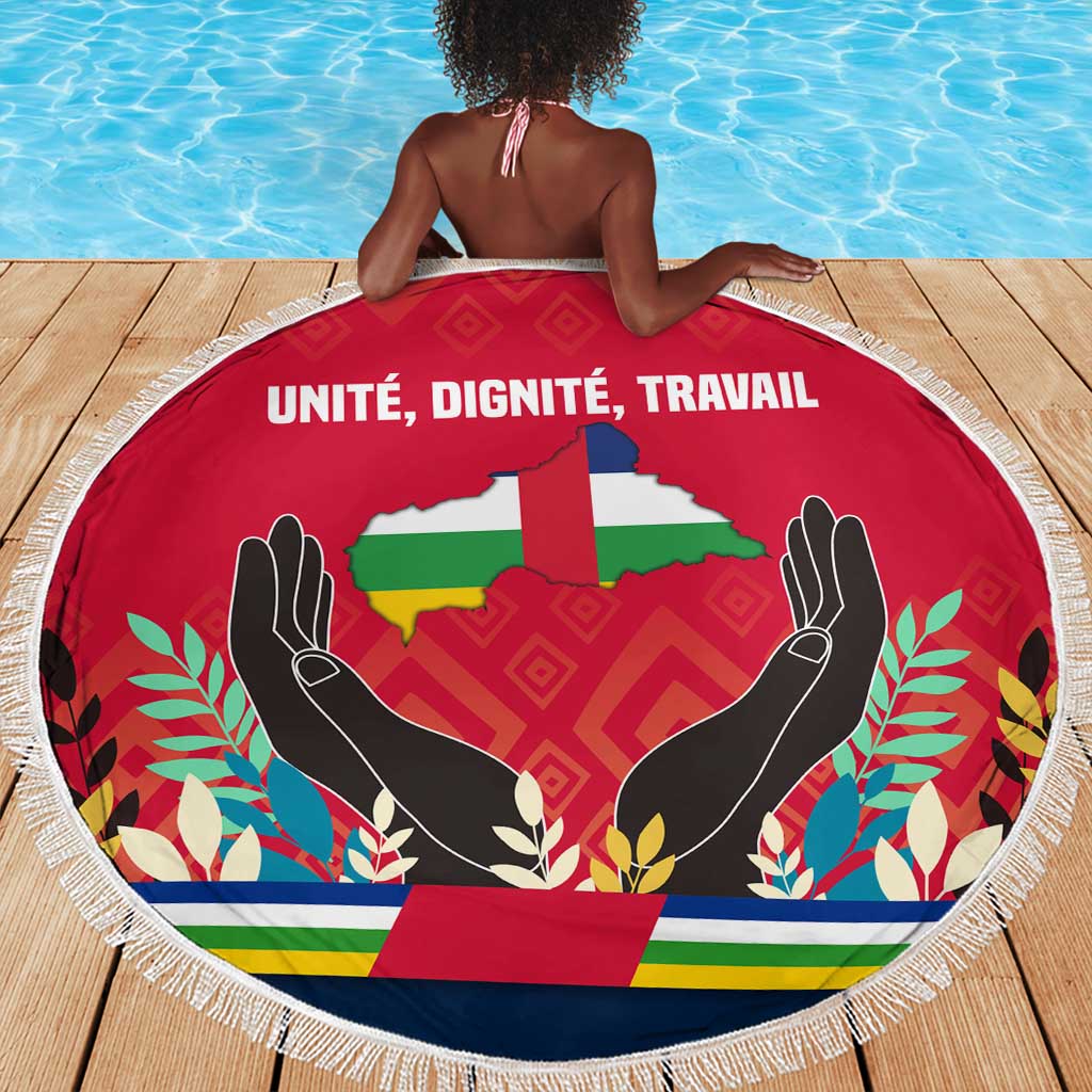 Central African Republic Beach Blanket Red Blue Green Tribal Design - African Pride
