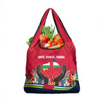 Central African Republic Grocery Bag Red Blue Green Tribal Design - African Pride