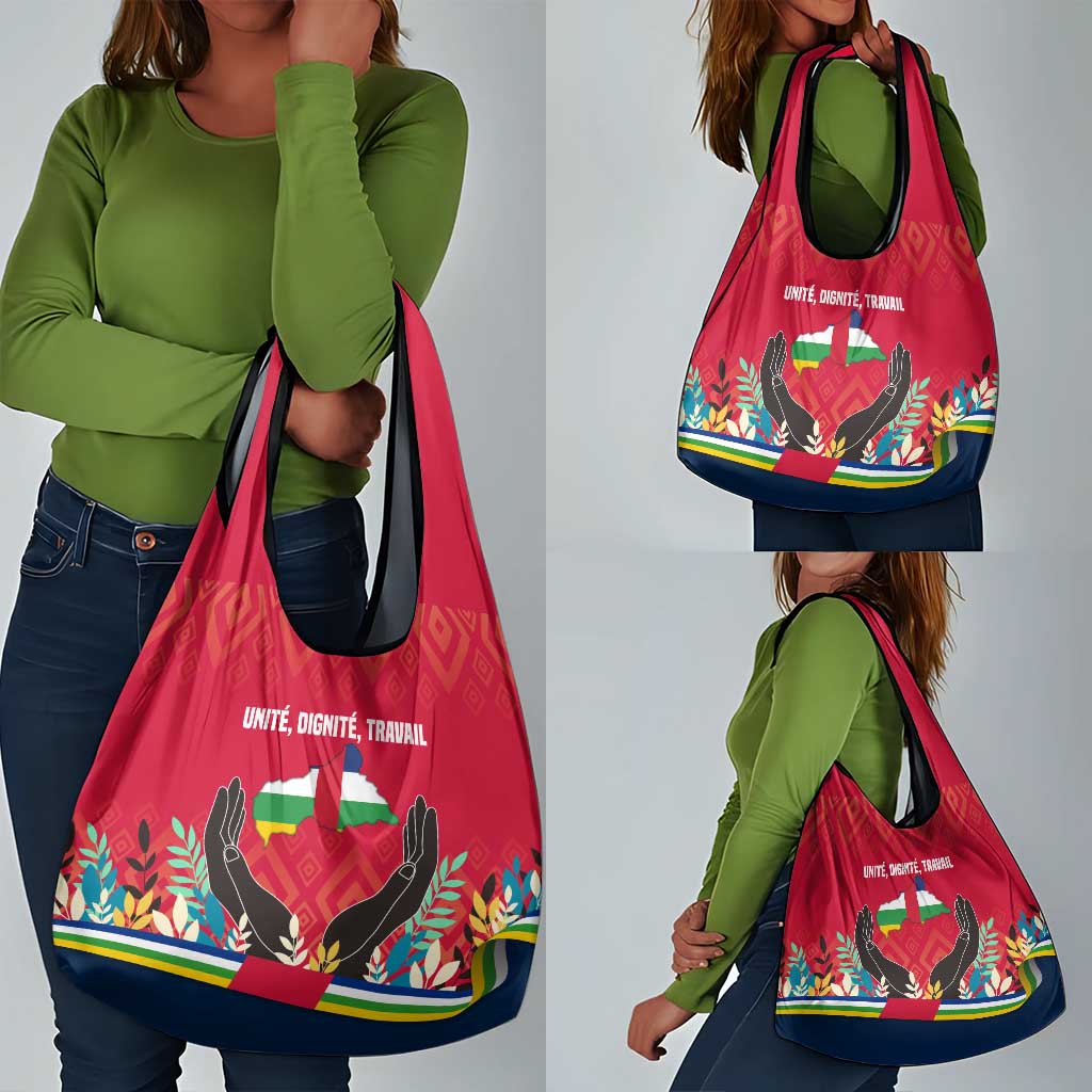 Central African Republic Grocery Bag Red Blue Green Tribal Design - African Pride