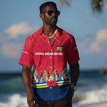 Central African Republic Hawaiian Shirt Red Blue Green Tribal Design - African Pride