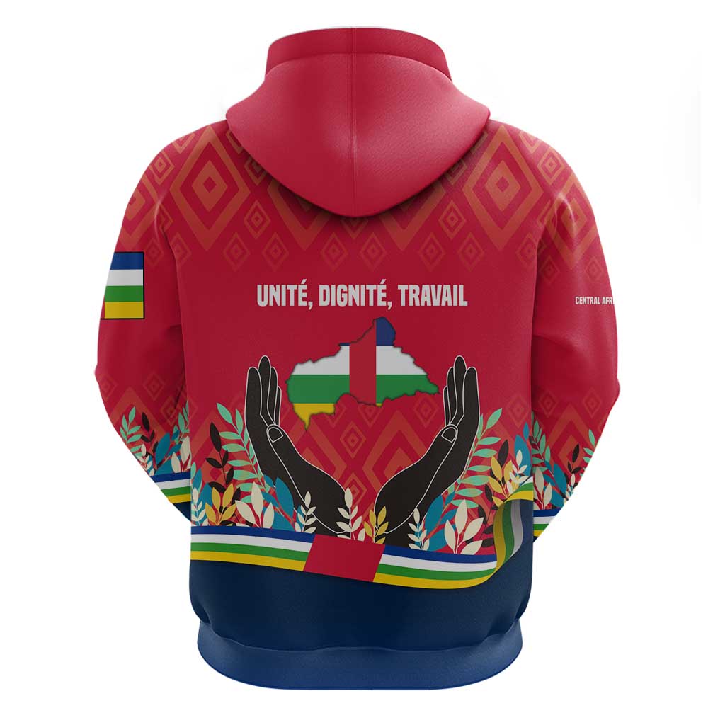 Central African Republic Hoodie Red Blue Green Tribal Design - African Pride