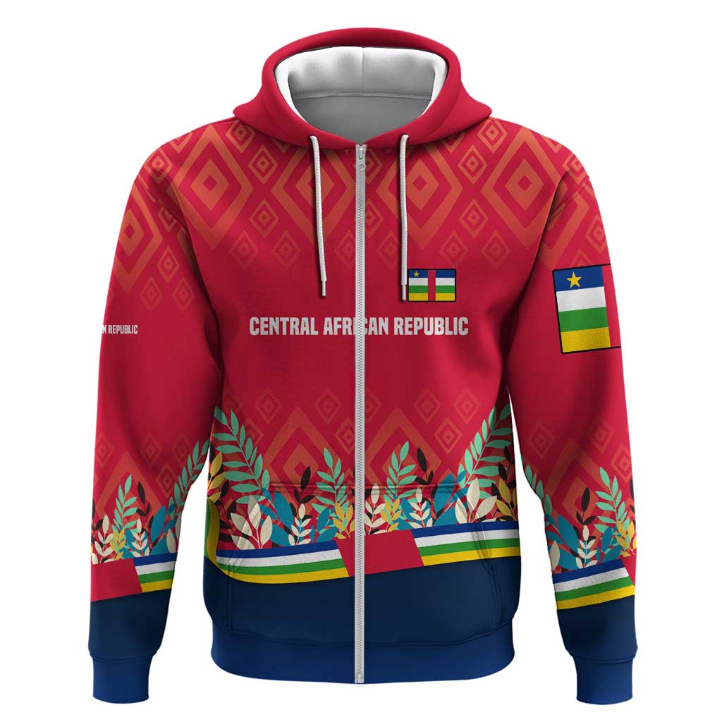 Central African Republic Hoodie Red Blue Green Tribal Design - African Pride