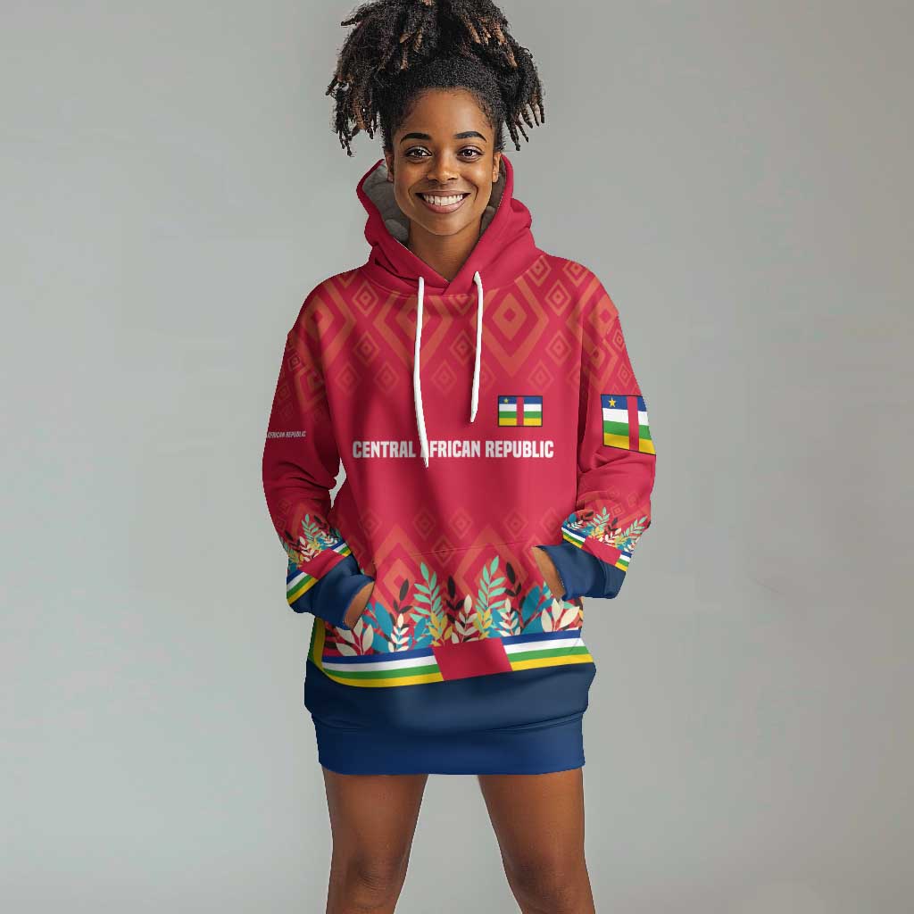 Central African Republic Hoodie Dress Red Blue Green Tribal Design - African Pride