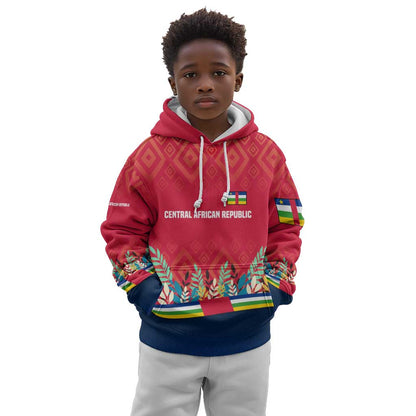 Central African Republic Kid Hoodie Red Blue Green Tribal Design - African Pride