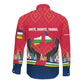 Central African Republic Long Sleeve Button Shirt Red Blue Green Tribal Design - African Pride