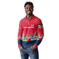 Central African Republic Long Sleeve Polo Shirt Red Blue Green Tribal Design - African Pride