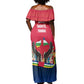 Central African Republic Off Shoulder Maxi Dress Red Blue Green Tribal Design - African Pride