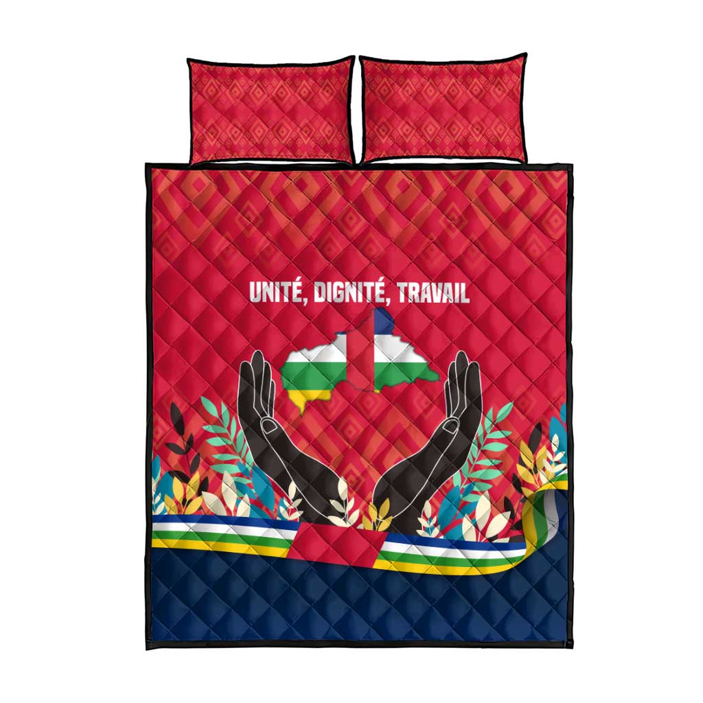 Central African Republic Quilt Bed Set Red Blue Green Tribal Design - African Pride
