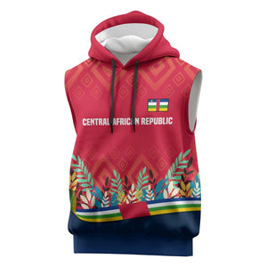 Central African Republic Sleeveless Hoodie Red Blue Green Tribal Design - African Pride