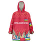 Central African Republic Wearable Blanket Hoodie Red Blue Green Tribal Design - African Pride