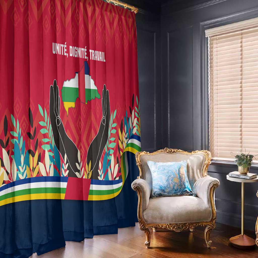 Central African Republic Window Curtain Red Blue Green Tribal Design - African Pride