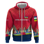 Central African Republic Zip Hoodie Red Blue Green Tribal Design - African Pride