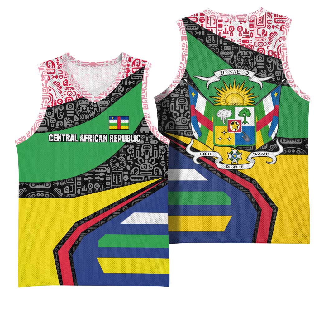 Central African Republic Basketball Jersey Multicolor Tribal Design TS04