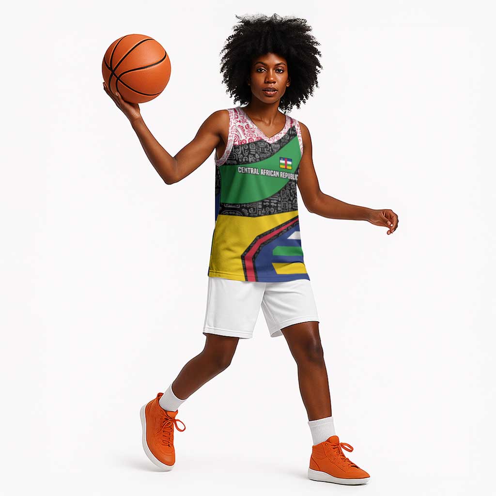 Central African Republic Basketball Jersey Multicolor Tribal Design TS04
