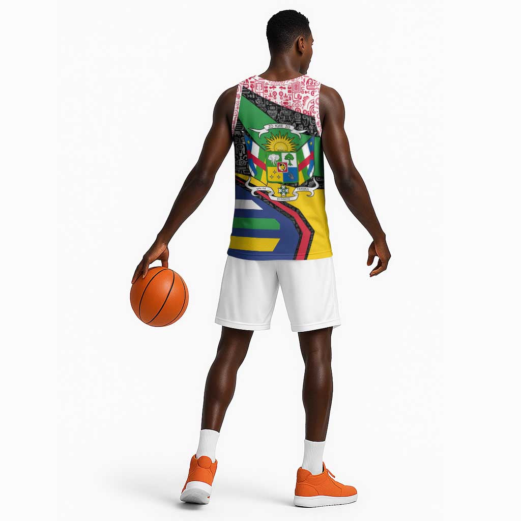 Central African Republic Basketball Jersey Multicolor Tribal Design TS04