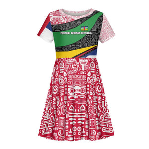 Central African Republic Kid Short Sleeve Dress Multicolor Tribal Design - African Pride
