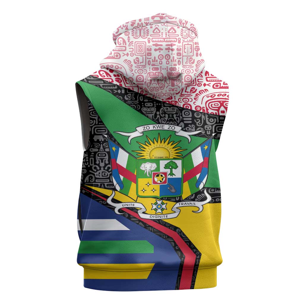 Central African Republic Sleeveless Hoodie Multicolor Tribal Design - African Pride