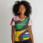 Central African Republic Women V-Neck T-Shirt Multicolor Tribal Design - African Pride