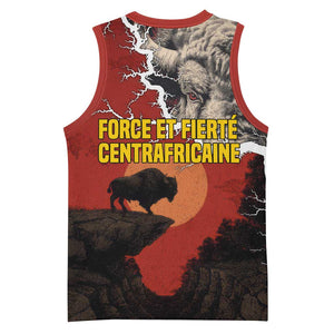 Central African Republic Basketball Jersey Red Black Nature Design and Buffalo TS04