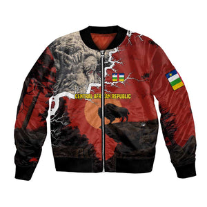 Central African Republic Bomber Jacket Red Black Nature Design and Buffalo - African Pride