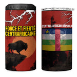 Central African Republic 4 in 1 Can Cooler Tumbler Red Black Nature Design and Buffalo - African Pride