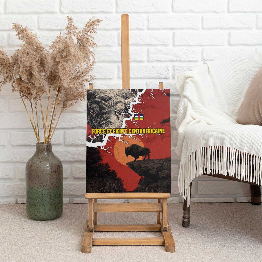 Central African Republic Canvas Wall Art Red Black Nature Design and Buffalo - African Pride