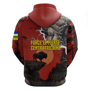 Central African Republic Hoodie Red Black Nature Design and Buffalo - African Pride