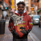 Central African Republic Hoodie Red Black Nature Design and Buffalo - African Pride