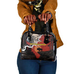 Central African Republic Shoulder Handbag Red Black Nature Design and Buffalo - African Pride