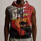 Central African Republic Sleeveless Zip Hoodie Red Black Nature Design and Buffalo - African Pride