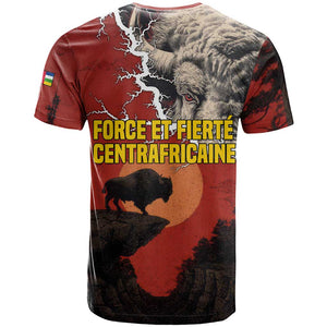 Central African Republic T shirt Red Black Nature Design and Buffalo - African Pride