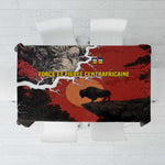 Central African Republic Tablecloth Red Black Nature Design and Buffalo - African Pride