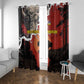 Central African Republic Window Curtain Red Black Nature Design and Buffalo - African Pride